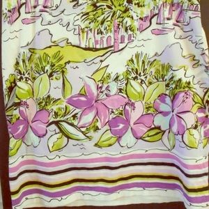 KAREN KANE 8 Purple White Pencil Skirt Tropical